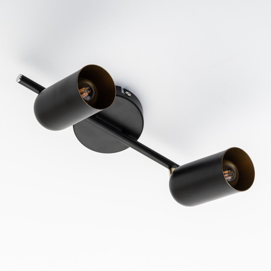 Deckenlampe Cody 2-flammig in Schwarz mit Gold