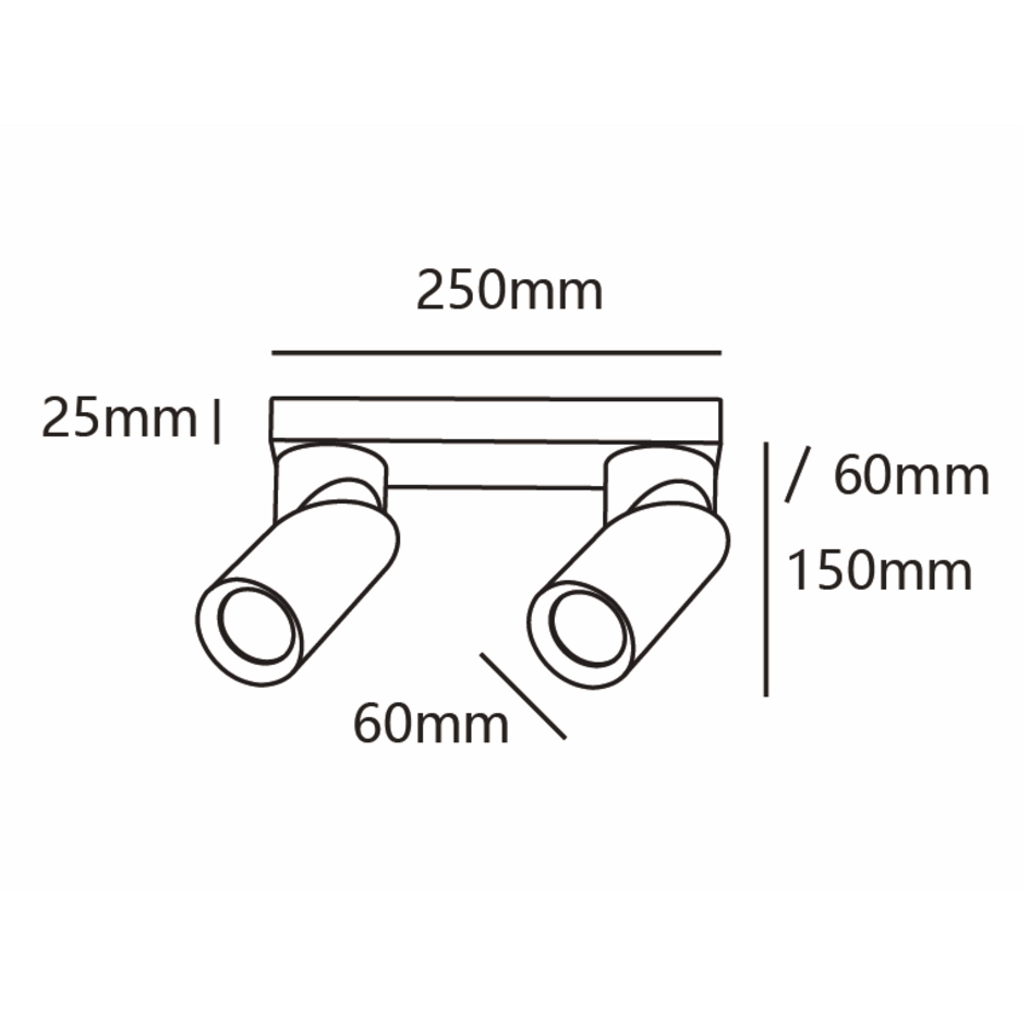 Industrielle schwarze Deckenleuchte mit 2 Spots - Libby