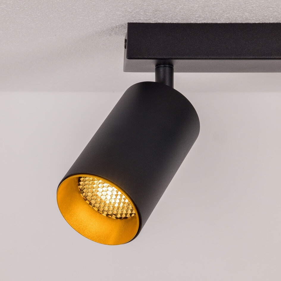 3-flammige moderne Deckenleuchte mit 3 Spots Schwarz mit Gold - Nina