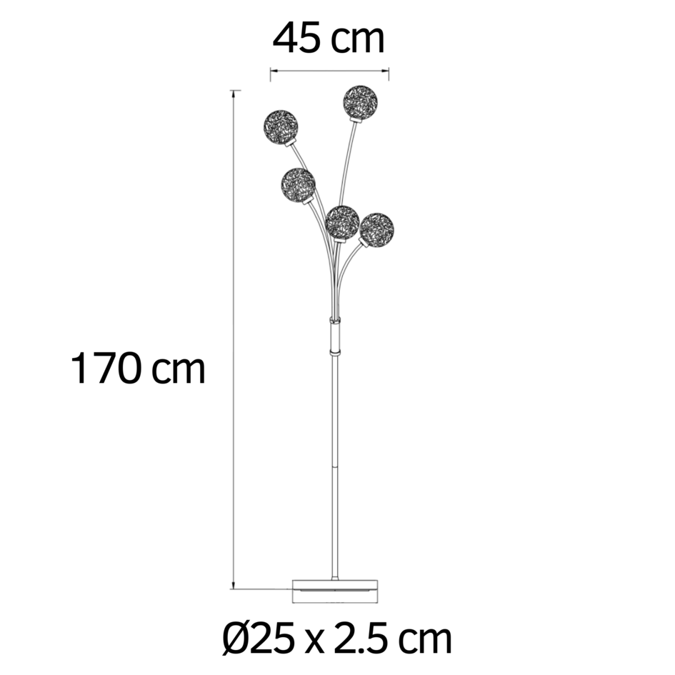 Moderne Stehlampe gold, 5-flammig - Claire