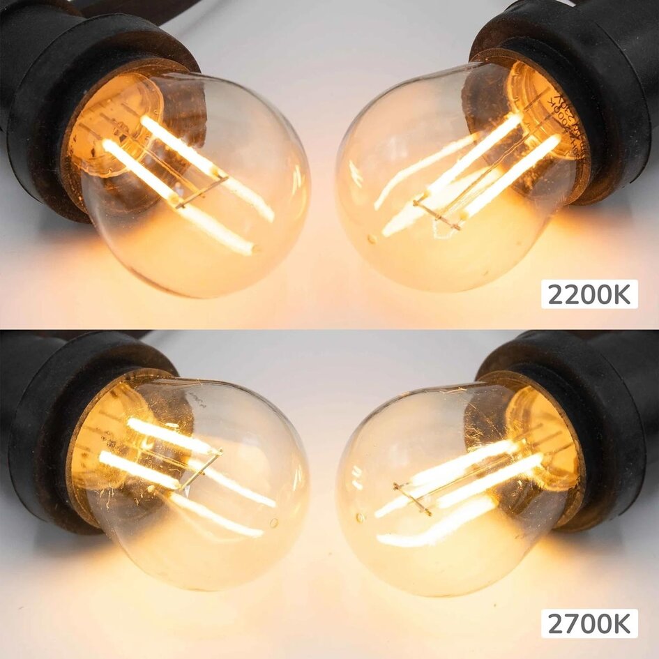 Illu Lichterkette 2 Watt dimmbare Doppelfilament LED Glühlampen, 5-100 Meter