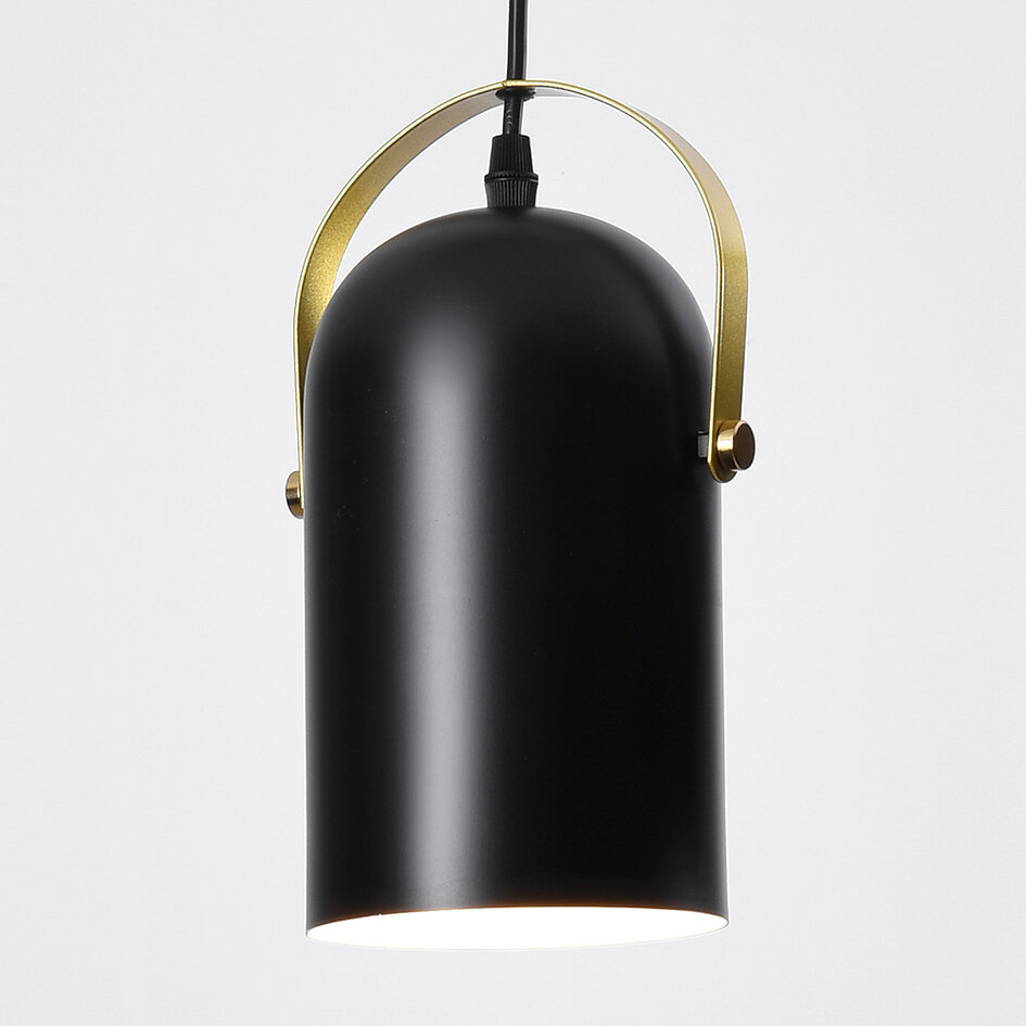 Industrieller Deckenspot in schwarz mit goldenen Details und 3 Spots - Helsinki