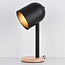 Moderne Tischlampe Spy in Schwarz mit Holz