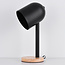 Moderne Tischlampe Spy in Schwarz mit Holz