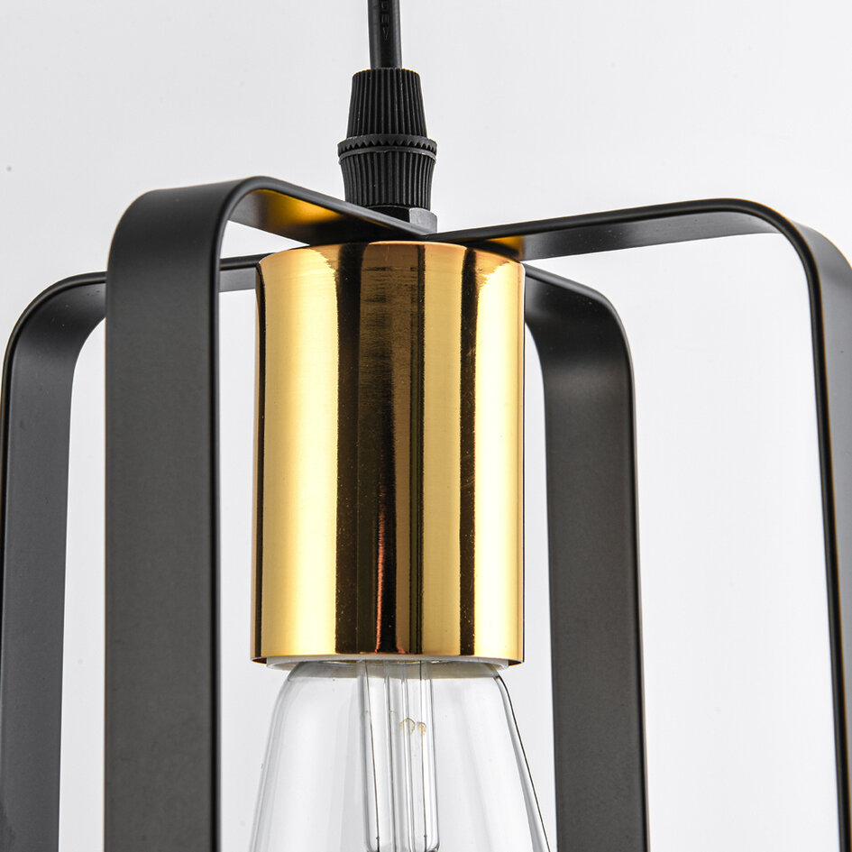 Industrielle Hängelampe schwarz mit gold - Pisa