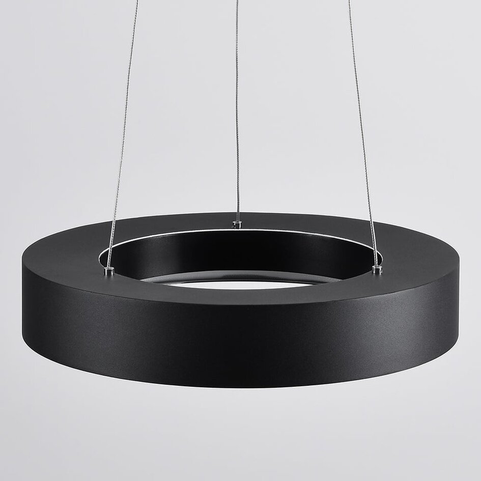 Moderne Hängelampe Roundy in mattschwarzem Metall