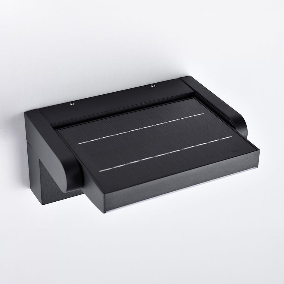 Verstellbare Solar-Wandleuchte Berlin mit Sensor - schwarz