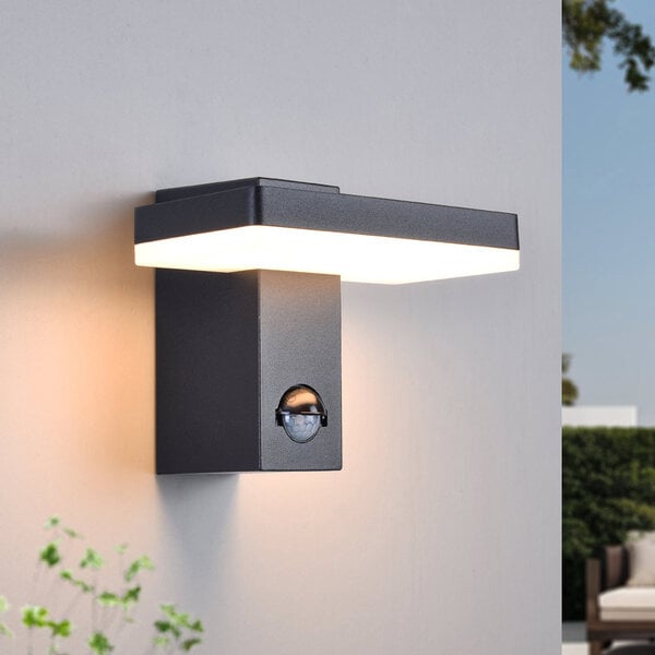 Außenwandlampe Roberto mit Bewegungssensor und integrierter LED - Schwarz