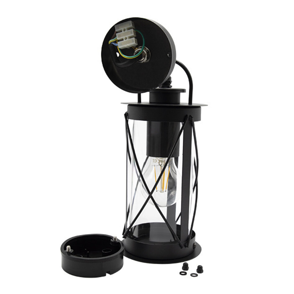 Edelstahl Industrielle Wandleuchte Alicia - Mattschwarz