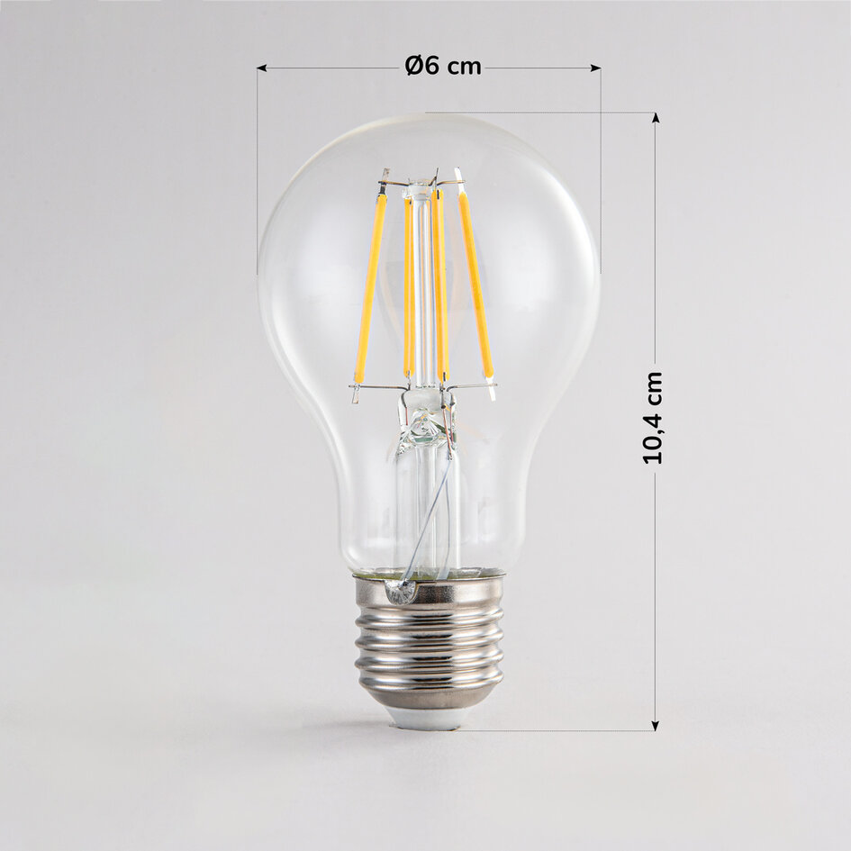 4,5W & 7W Filament Glühlampe, 2700K, Klarglas Ø60, 3-stufig dimmbar