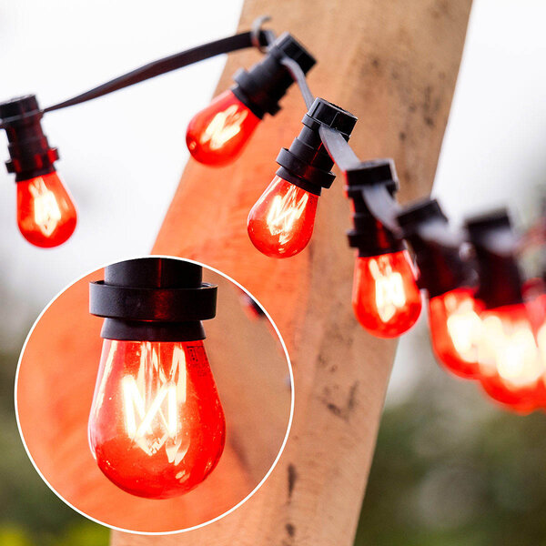 Lichterkette Glühbirne farbig, Filament LED, dimmbar, rot - 3,5 Watt