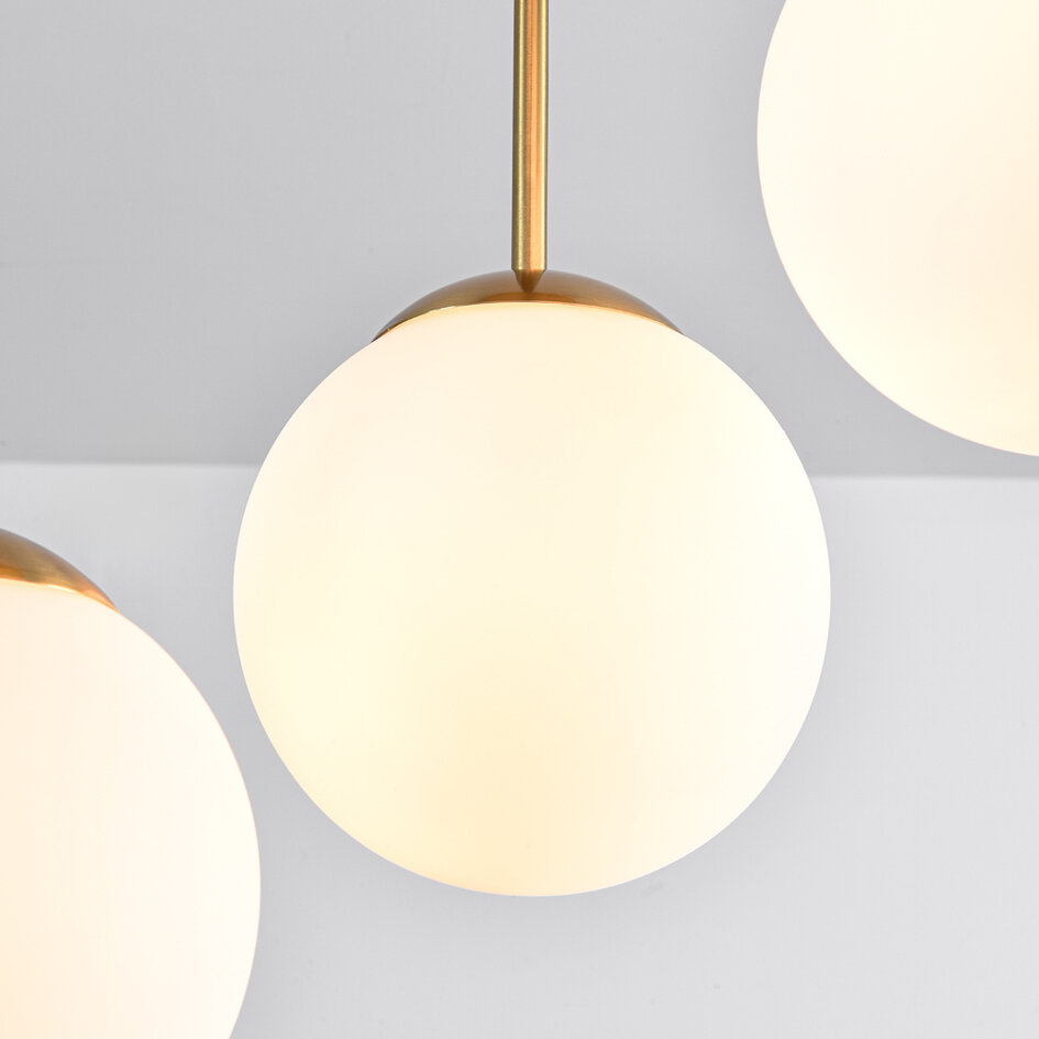 Runde Deckenleuchte Gold mit Milchglas, 5-flammig - Carat