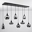 8-flammige Hängelampe Loic - Schwarz und Rauchglas