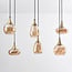 Pendelleuchte gold mit amber Glas, 6-flammig - Loic