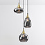 3-flammige Hängelampe Loua - Gold und Rauchglas
