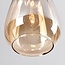 Pendelleuchte für 1-Phasen-Schiene Noi mit tropfenförmigem Amberglas und dunkler Holzoptik