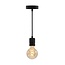 Mattschwarzes Industrial-Schnurpendel inkl. 5W XL-Lampe, Amberglas, 1800K, Ø95 mm