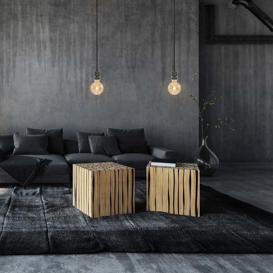 Mattschwarzes Industrial-Schnurpendel inkl. 5W XL-Lampe, Amberglas, 1800K, Ø95 mm