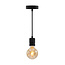 Mattschwarzes Industrial-Schnurpendel inkl. 5W XL-Lampe, Amberglas, 1800K, Ø95 mm