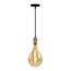 Silbernes Industrial-Schnurpendel inkl. 8,5W bis 10W XXL-Lampe, Amberglas, 2000K, Ø160 mm