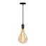Industrial glänzend schwarze Kabelpendelleuchte inkl. 10W Doppeldecker-Lampe, Amberglas, 2000K, Ø160 mm
