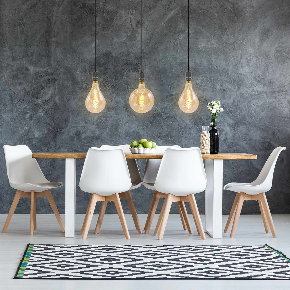 Goldenes Industrial-Schnurpendel inkl. 8,5W bis 10W XXL-Lampe, Amberglas, 2000K, Ø160 mm