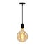 Industrial mattschwarze Kabelpendelleuchte inkl. 10W Doppeldecker-Lampe, Amberglas, 2000K, Ø200 mm
