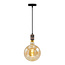 Roségoldenes Industrial-Schnurpendel inkl. 8,5W bis 10W XXXL-Lampe, Amberglas, 2000K, Ø200 mm