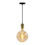Goldenes Industrial-Schnurpendel inkl. 8,5W bis 10W XXXL-Lampe, Amberglas, 2000K, Ø200 mm