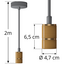 Goldenes Industrial-Schnurpendel inkl. 8,5W bis 10W XXXL-Lampe, Amberglas, 2000K, Ø200 mm