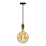 Goldenes Industrial-Schnurpendel inkl. 8,5W bis 10W XXXL-Lampe, Amberglas, 2000K, Ø200 mm