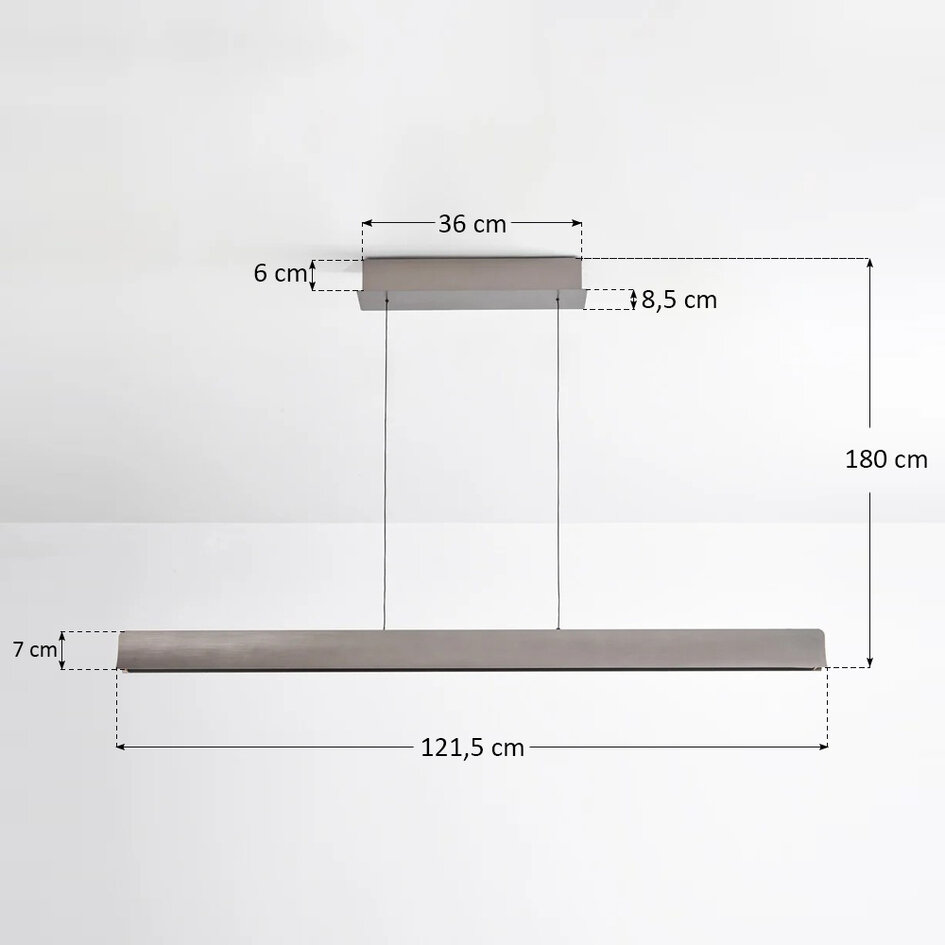 Moderne verstellbare Pendelleuchte Miyo mit dimmbaren LEDs, gebürstetes Grau - 40W