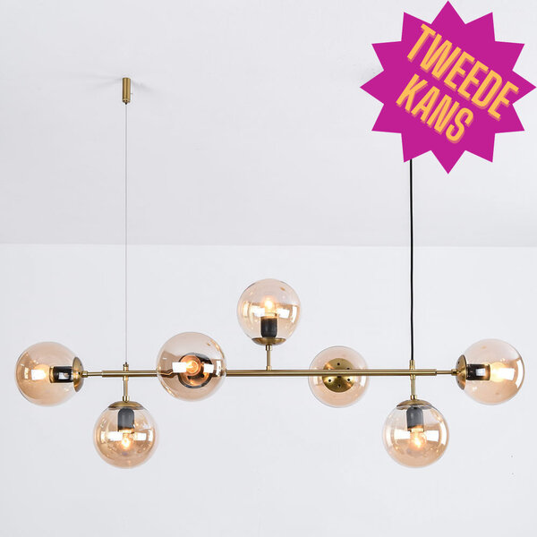 2. Wahl Design-Hängelampe Hepta mit 7 Kugeln aus Amberglas