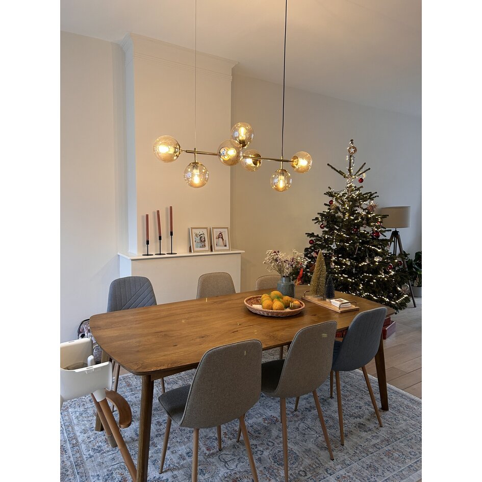 2. Wahl Design-Hängelampe Hepta mit 7 Kugeln aus Amberglas