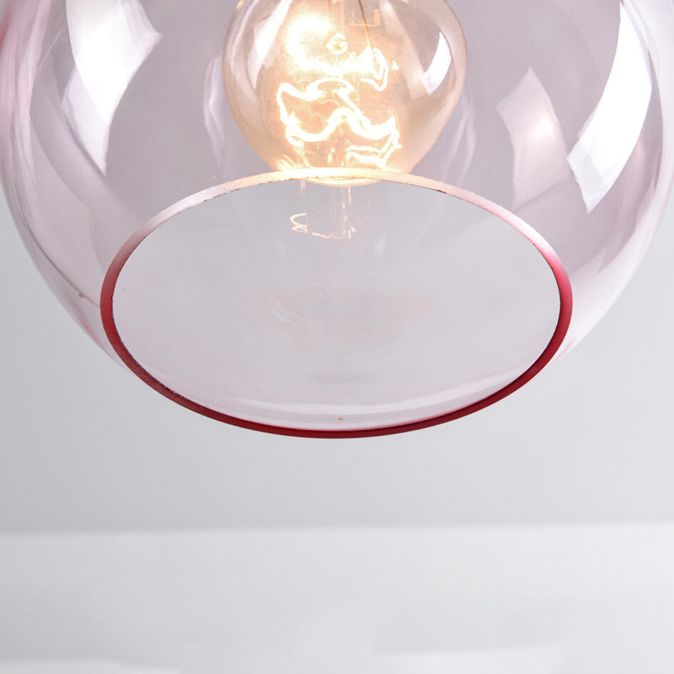 1-flammige Hängeleuchte Liya - Rotes Glas - Variante 4