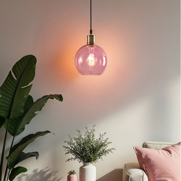 1-flammige Hängeleuchte Liya - Rotes Glas - Variante 4