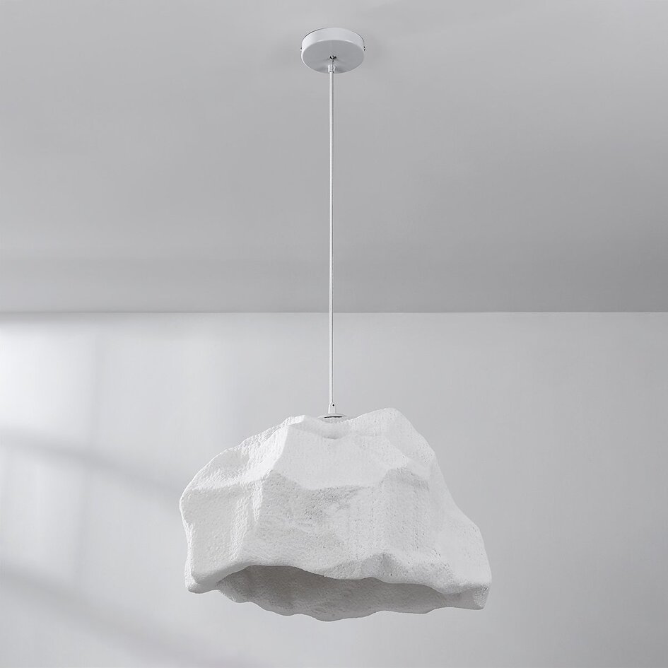 Wabi Sabi Hängelampe mit weißem Steineffekt - Nami, Ø52 cm