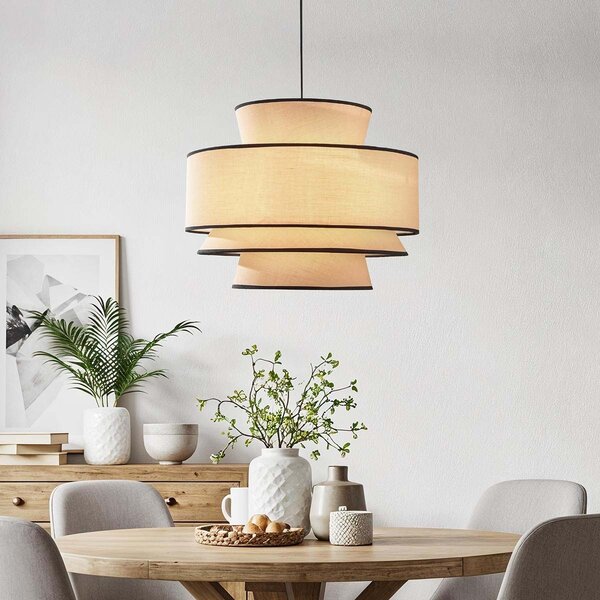 Pendelleuchte Zohra im Japandi-Stil mit natürlichem Stoff
