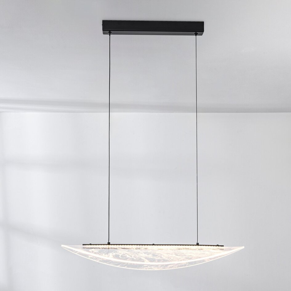 3-stufig dimmbare Designer-Pendelleuchte Flectra mit Marmormuster - schwarz