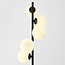 Stehlampe Tyson 5-flammig mit schwarzem Rahmen und Milchglas