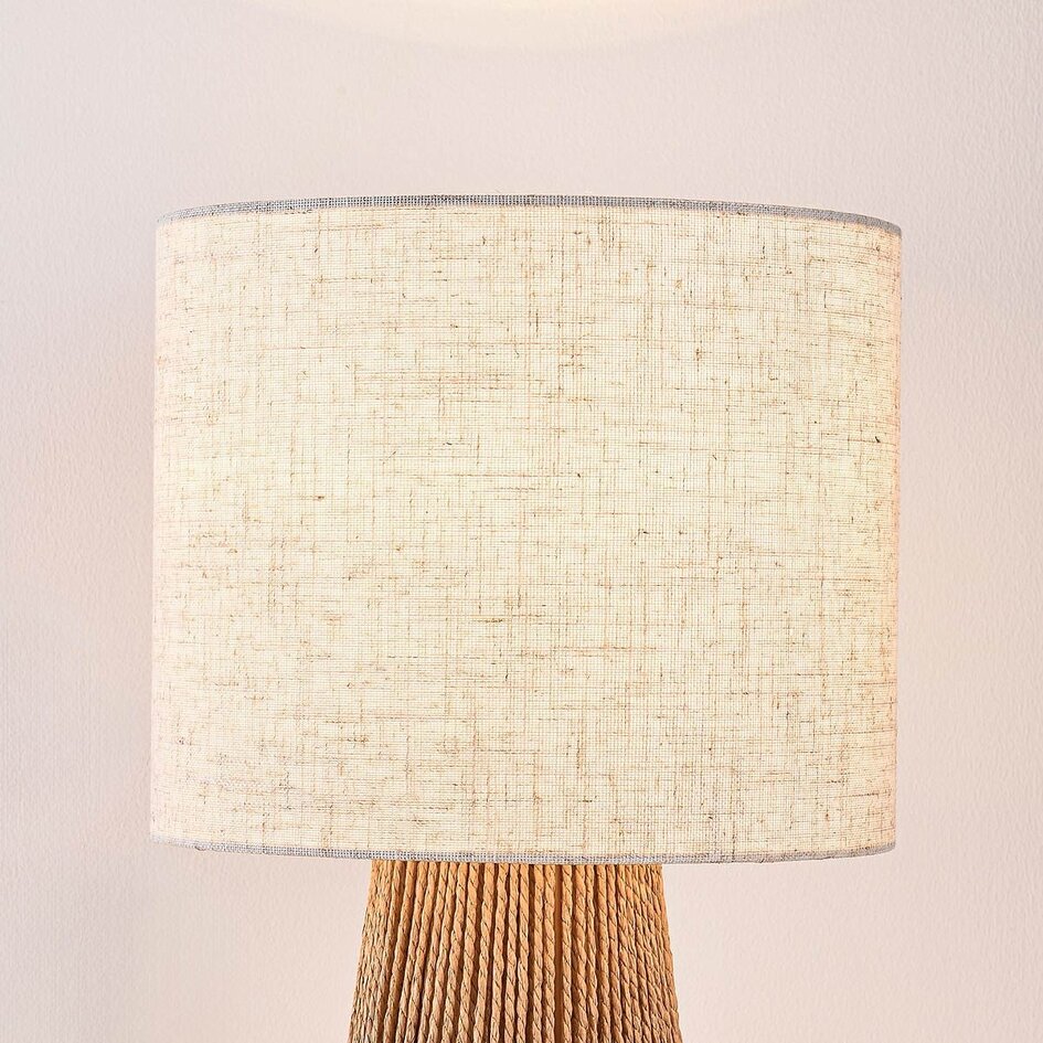 Tischlampe im Boho-Chic mit Leinenschirm - Ranpu