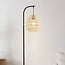 Bogenlampe Lys Japandi mit natürlichem Schirm - schwarz