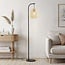 Bogenlampe Lys Japandi mit natürlichem Schirm - schwarz