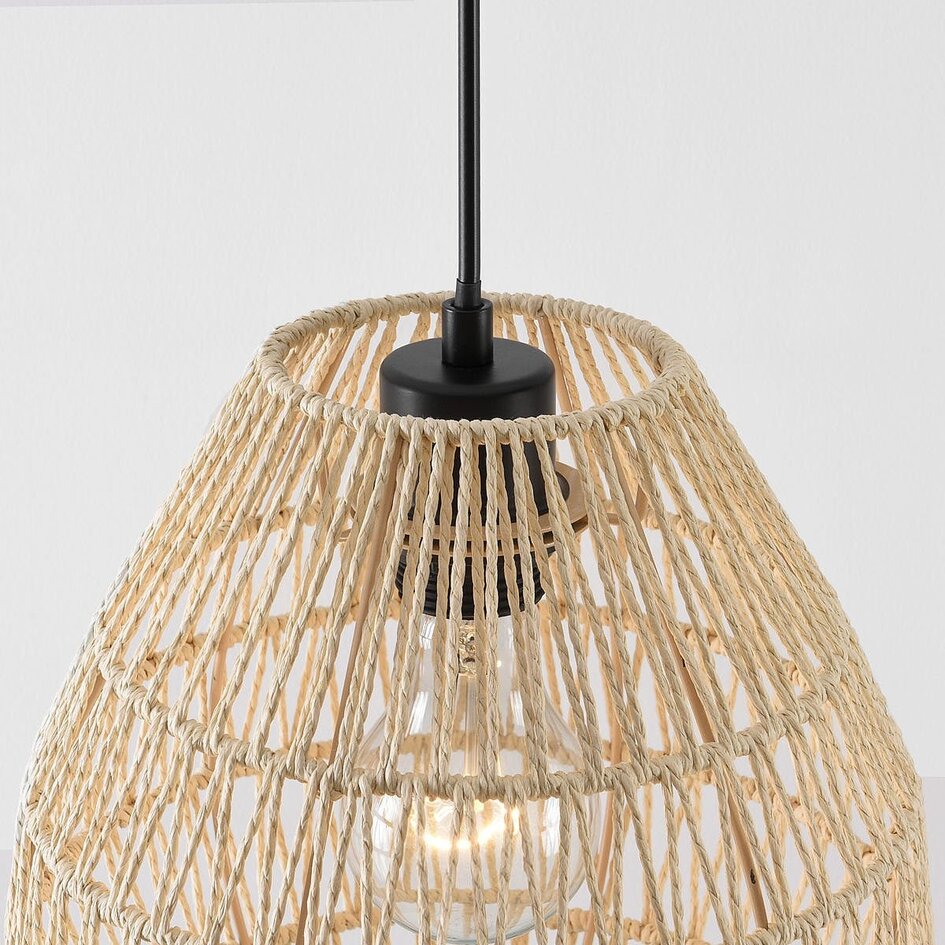 Bogenlampe Lys Japandi mit natürlichem Schirm - schwarz