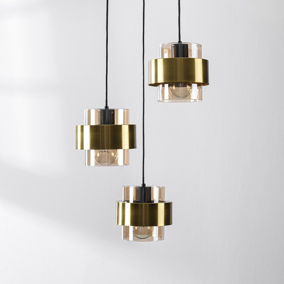 Design-Hängeleuchte Fynna 3-Licht amber Glas