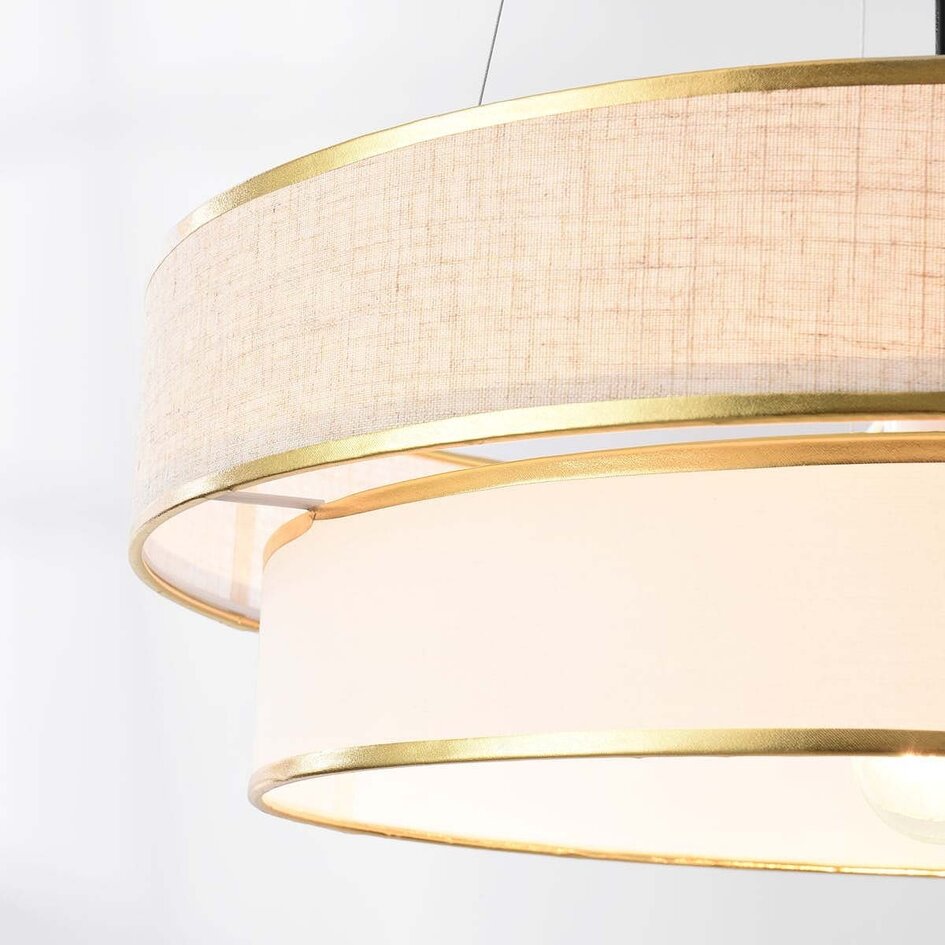 Hängeleuchte Koysi Stoff mit Gold Finish