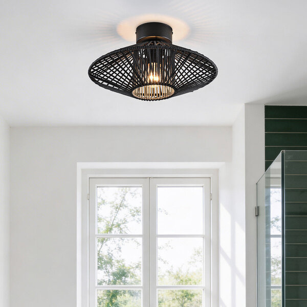 Badezimmerlampe aus geflochtenem Seil - schwarz