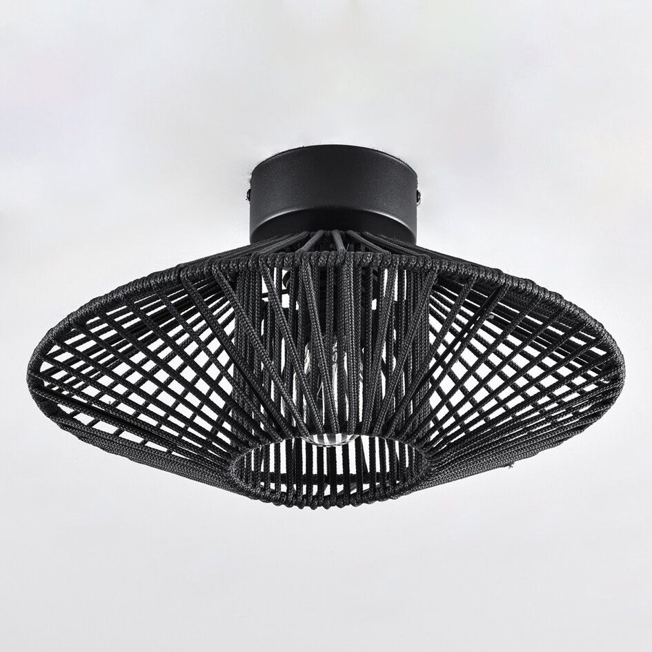 Badezimmerlampe Woven aus geflochtenem Seil in Schwarz