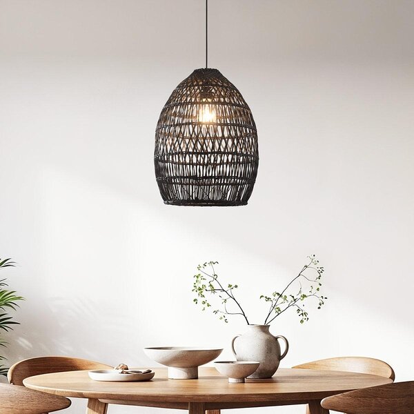 Schwarze Rattan-Pendelleuchte - Hinra