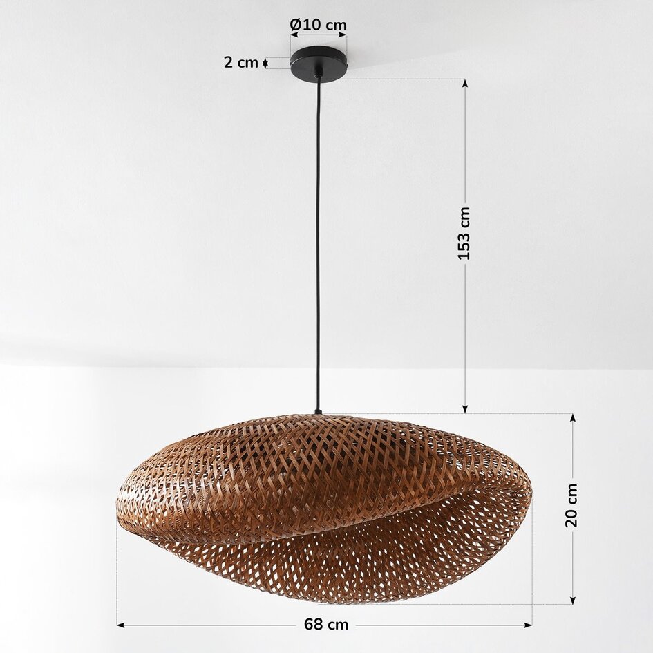 Pendelleuchte aus Bambus mit handgeflochtenem  Schirm Ø68 cm - Trama